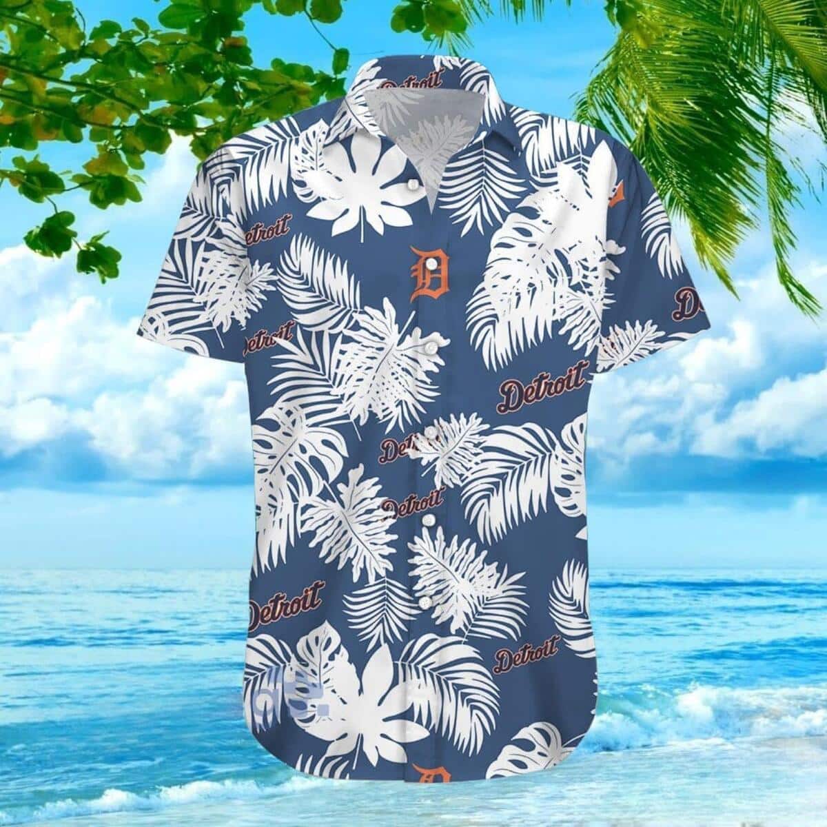 MLB Detroit Tigers Hawaiian Shirt Palm Leaves Pattern Summer Aloha MLB Detroit Tigers Hawaiian Shirt Palm Leaves Pattern Summer Aloha