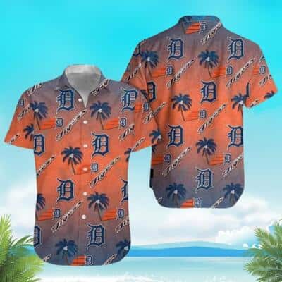 MLB Detroit Tigers Hawaiian Shirt Tropical Tree Pattern Baseball Fans Gift