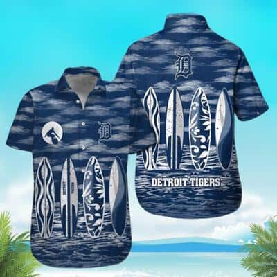 MLB Detroit Tigers Hawaiian Shirt Surfboard Pattern Summer Beach Gift