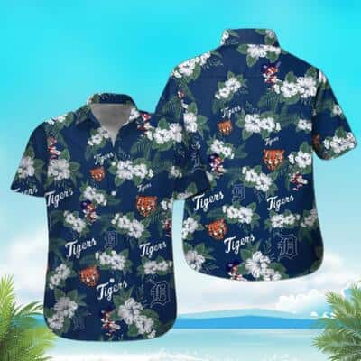 MLB Detroit Tigers Hawaiian Shirt Tropical Flower Pattern Beach Lovers Gift