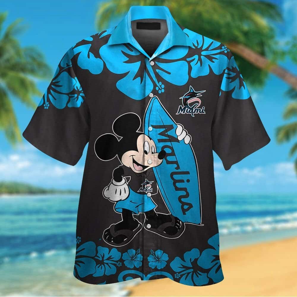 Mickey Mouse Disney MLB Miami Marlins Hawaiian Shirt Best Beach Gift Aloha Mickey Mouse Disney MLB Miami Marlins Hawaiian Shirt Best Beach Gift Aloha