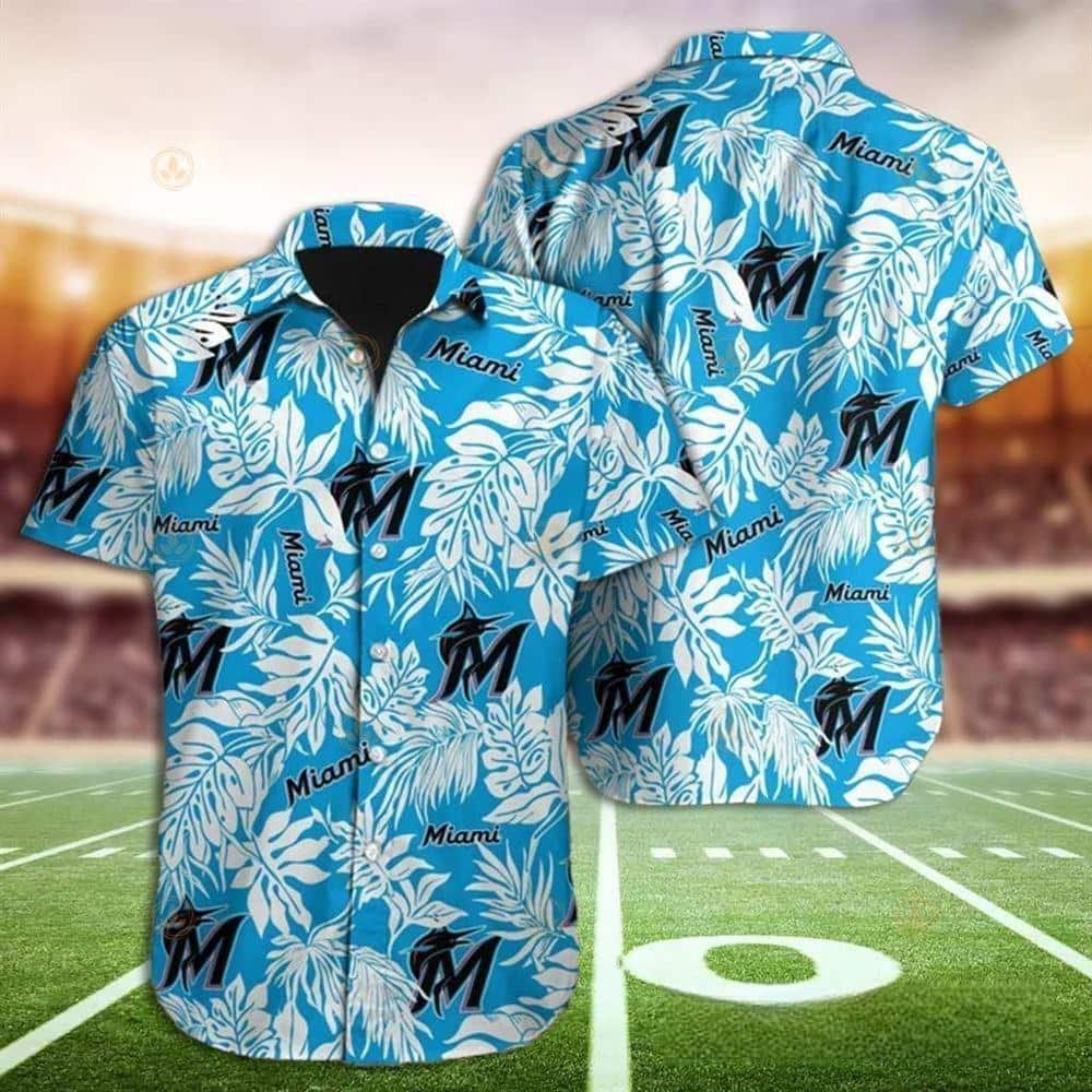 MLB Miami Marlins Hawaiian Shirt Palm Leaves Pattern Beach Lovers Gift