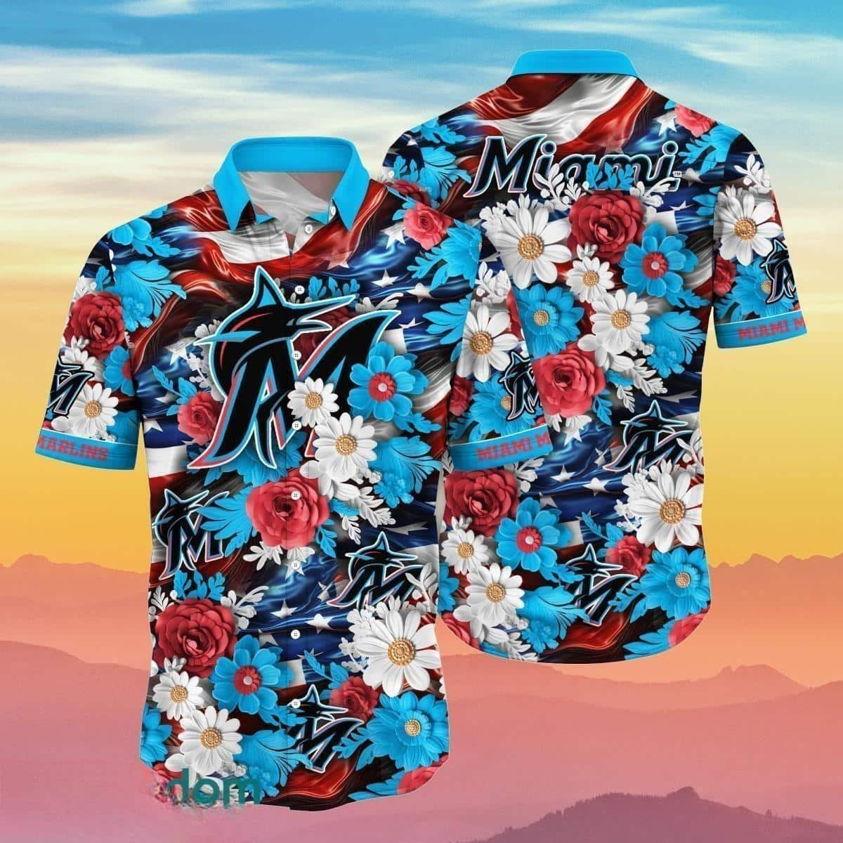 Floral Aloha MLB Miami Marlins Hawaiian Shirt Gift For Beach Trip