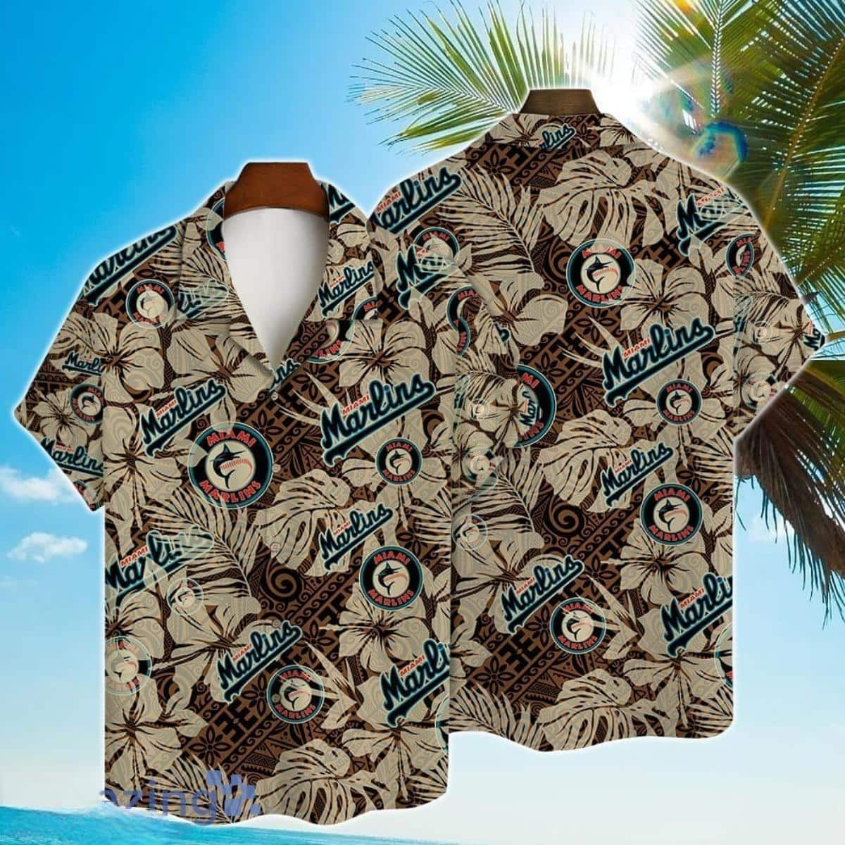 Vintage Floral Aloha MLB Miami Marlins Hawaiian Shirt Beach Lovers Gift