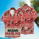 Red MLB Miami Marlins Hawaiian Shirt Beach Gift For Friend