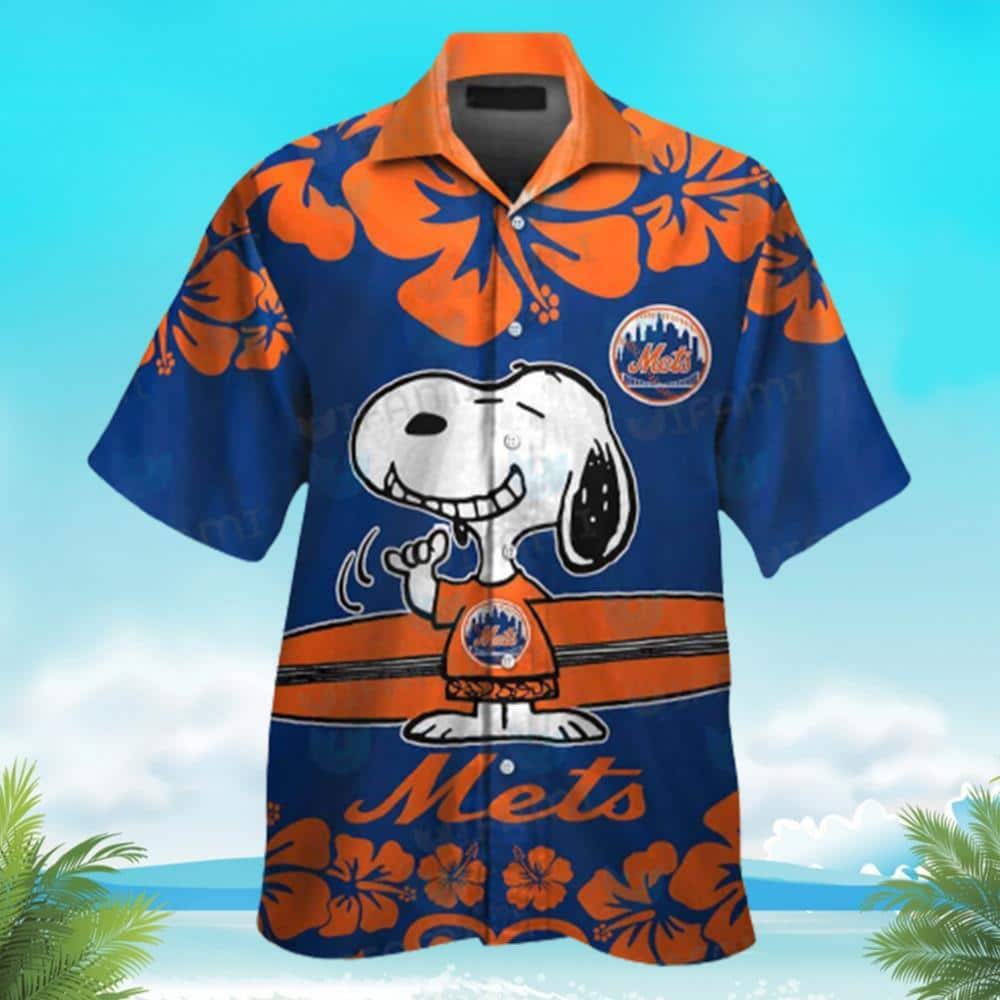 Snoopy Smile Surfboard MLB New York Mets Hawaiian Shirt Practical Beach Gift