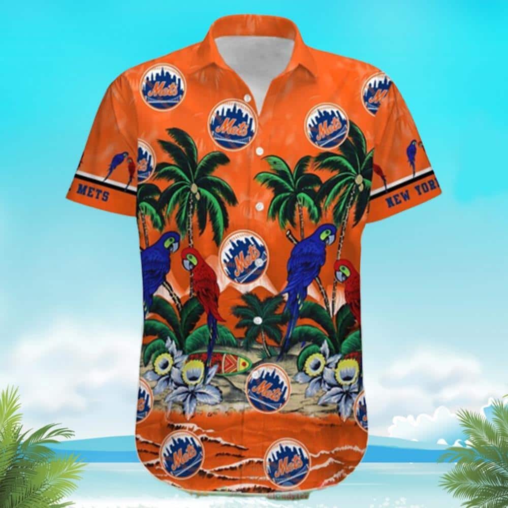 MLB New York Mets Hawaiian Shirt Parrots And Palm Trees Trendy Summer Gift MLB New York Mets Hawaiian Shirt Parrots And Palm Trees Trendy Summer Gift