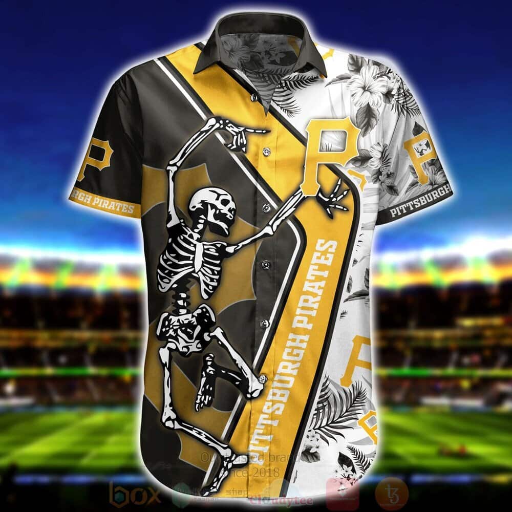 MLB Pittsburgh Pirates Hawaiian Shirt Funny Skeleton Gift For Sport Dad Aloha MLB Pittsburgh Pirates Hawaiian Shirt Funny Skeleton Gift For Sport Dad Aloha