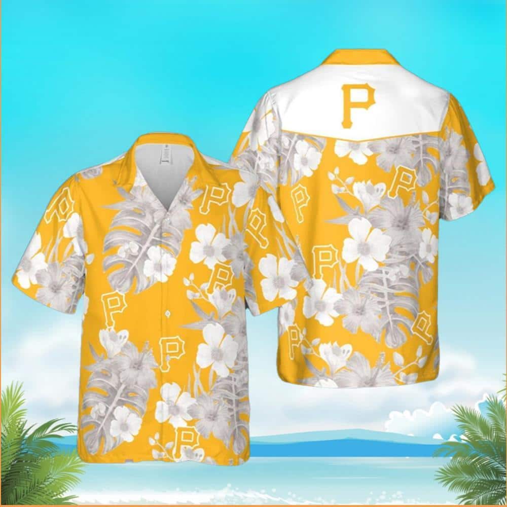 MLB Pittsburgh Pirates Hawaiian Shirt Hibiscus Flowers And Palm Leaves Pattern MLB Pittsburgh Pirates Hawaiian Shirt Hibiscus Flowers And Palm Leaves Pattern