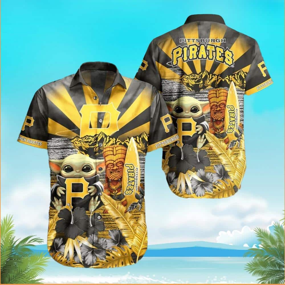 Golden Baby Yoda Star Wars MLB Pittsburgh Pirates Hawaiian Shirt Beach Gift For Friend Golden Baby Yoda Star Wars MLB Pittsburgh Pirates Hawaiian Shirt Beach Gift For Friend
