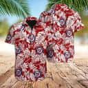 Red Aloha MLB Washington Nationals Hawaiian Shirt White Leaves Pattern Trendy Summer Gift