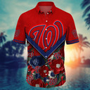 Red Aloha Washington Nationals Hawaiian Shirt Flowers Pattern Summer Gift For Friend
