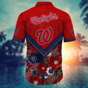 Red Aloha Washington Nationals Hawaiian Shirt Flowers Pattern Summer Gift For Friend