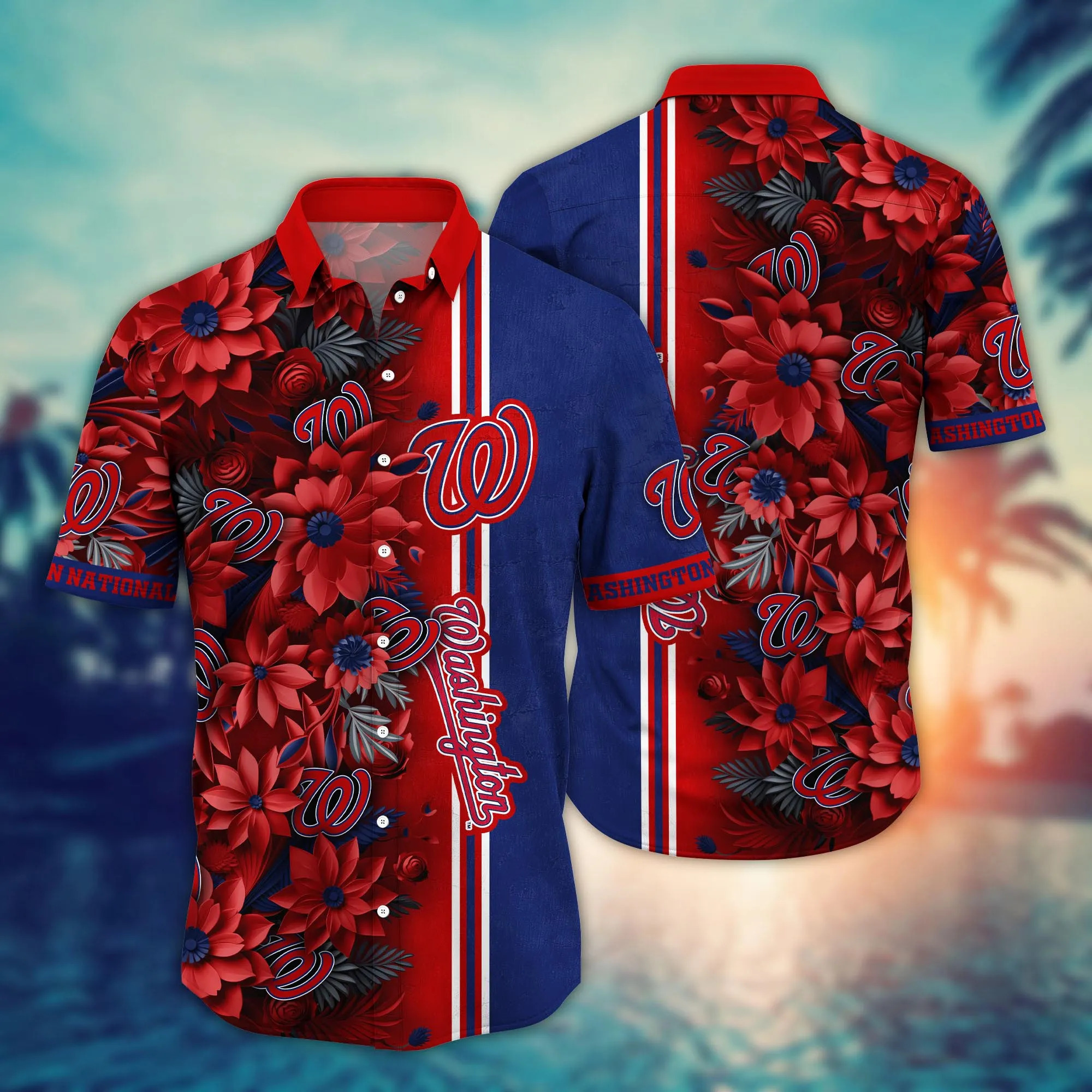 MLB Washington Nationals Hawaiian Shirt Flowers Pattern Trendy Summer Gift