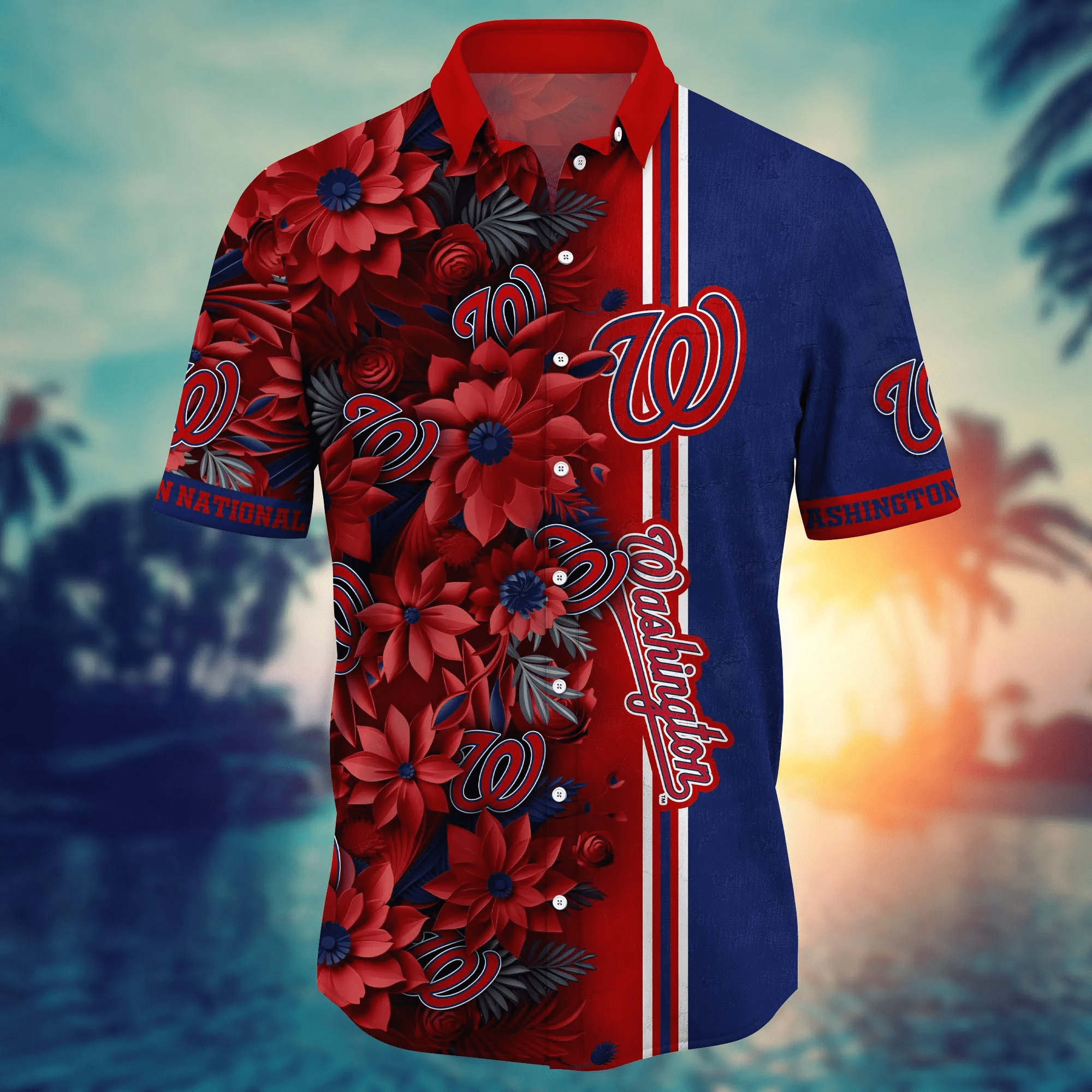 MLB Washington Nationals Hawaiian Shirt Flowers Pattern Trendy Summer Gift MLB Washington Nationals Hawaiian Shirt Flowers Pattern Trendy Summer Gift
