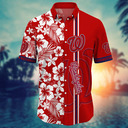 MLB Washington Nationals Hawaiian Shirt White Flower Pattern And Red Split MLB Washington Nationals Hawaiian Shirt White Flower Pattern And Red Split