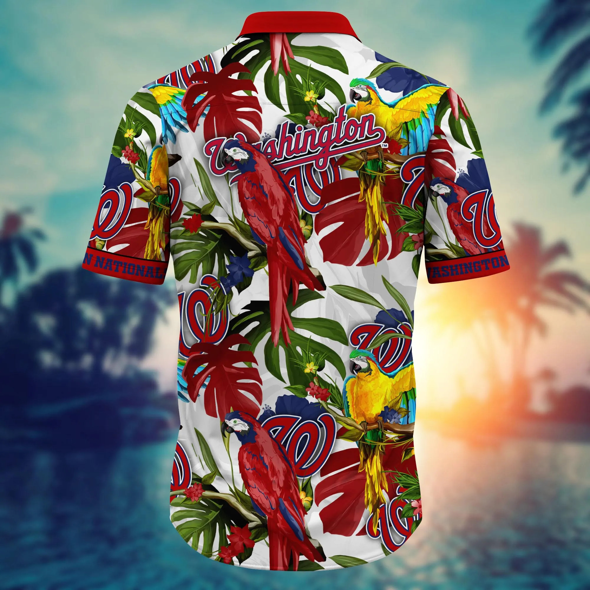MLB Washington Nationals Hawaiian Shirt Summer Aloha Colorful Palm Leaves MLB Washington Nationals Hawaiian Shirt Summer Aloha Colorful Palm Leaves