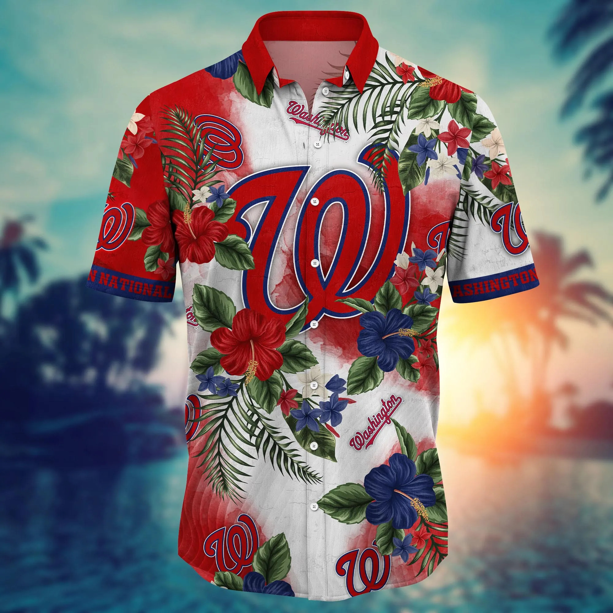 MLB Washington Nationals Hawaiian Shirt Hibiscus Flowers Pattern Summer Aloha MLB Washington Nationals Hawaiian Shirt Hibiscus Flowers Pattern Summer Aloha