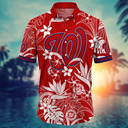 MLB Washington Nationals Hawaiian Shirt White Tropical Pattern On Red Background MLB Washington Nationals Hawaiian Shirt White Tropical Pattern On Red Background