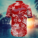 MLB Washington Nationals Hawaiian Shirt White Tropical Pattern On Red Background MLB Washington Nationals Hawaiian Shirt White Tropical Pattern On Red Background