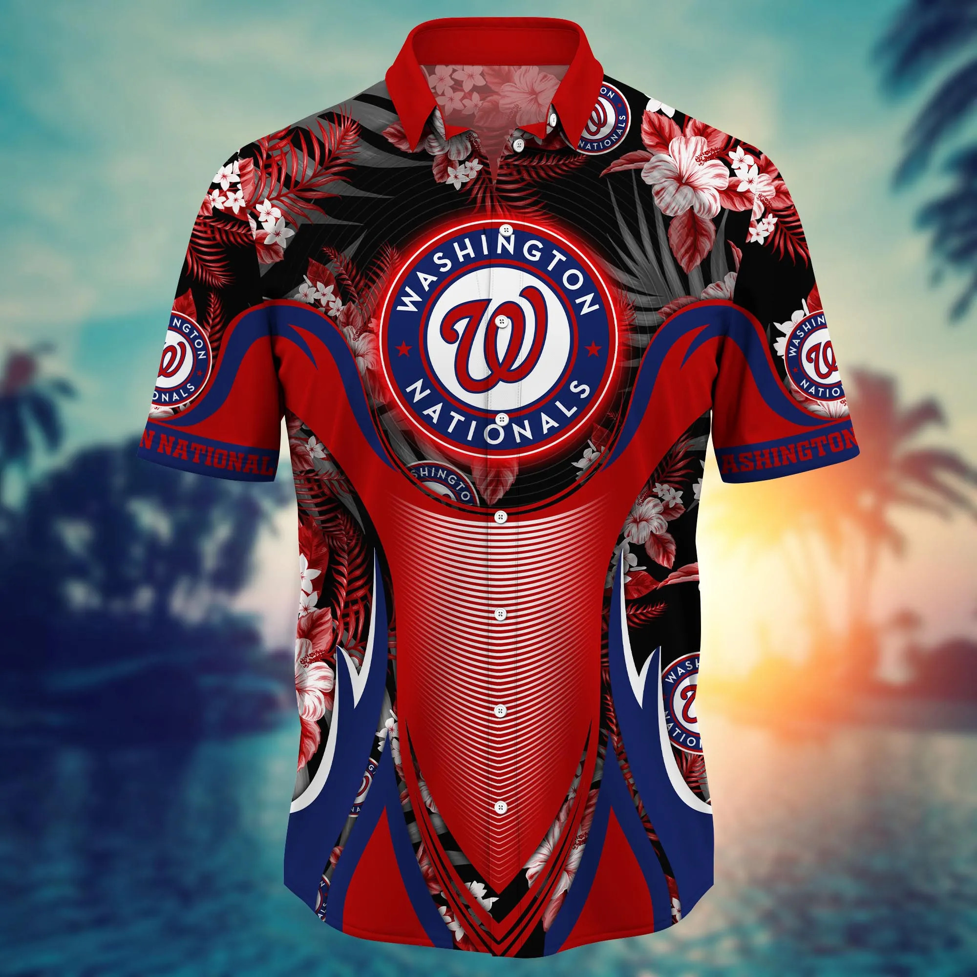 MLB Washington Nationals Hawaiian Shirt Flowers Pattern Gift For Beach Trip MLB Washington Nationals Hawaiian Shirt Flowers Pattern Gift For Beach Trip