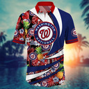 MLB Washington Nationals Hawaiian Shirt Pineapple Palm Leaves And Flowers Summer Aloha