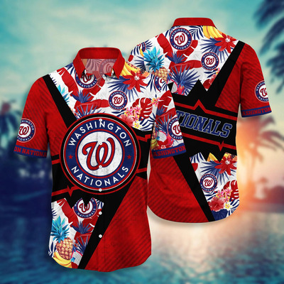 MLB Washington Nationals Hawaiian Shirt Pineapple Palm Leaves And Flowers