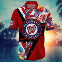 MLB Washington Nationals Hawaiian Shirt Pineapple Palm Leaves And Flowers