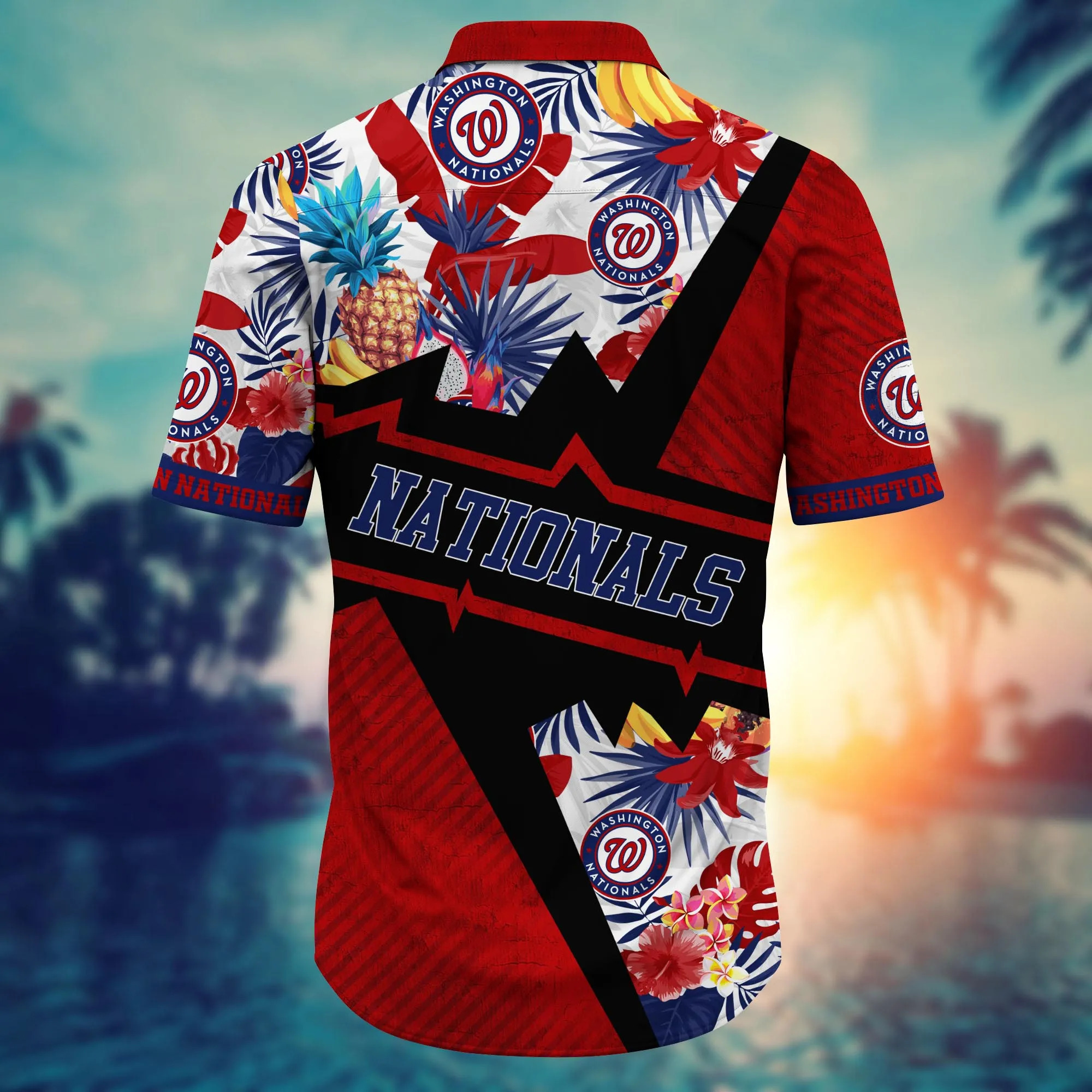 MLB Washington Nationals Hawaiian Shirt Pineapple Palm Leaves And Flowers MLB Washington Nationals Hawaiian Shirt Pineapple Palm Leaves And Flowers