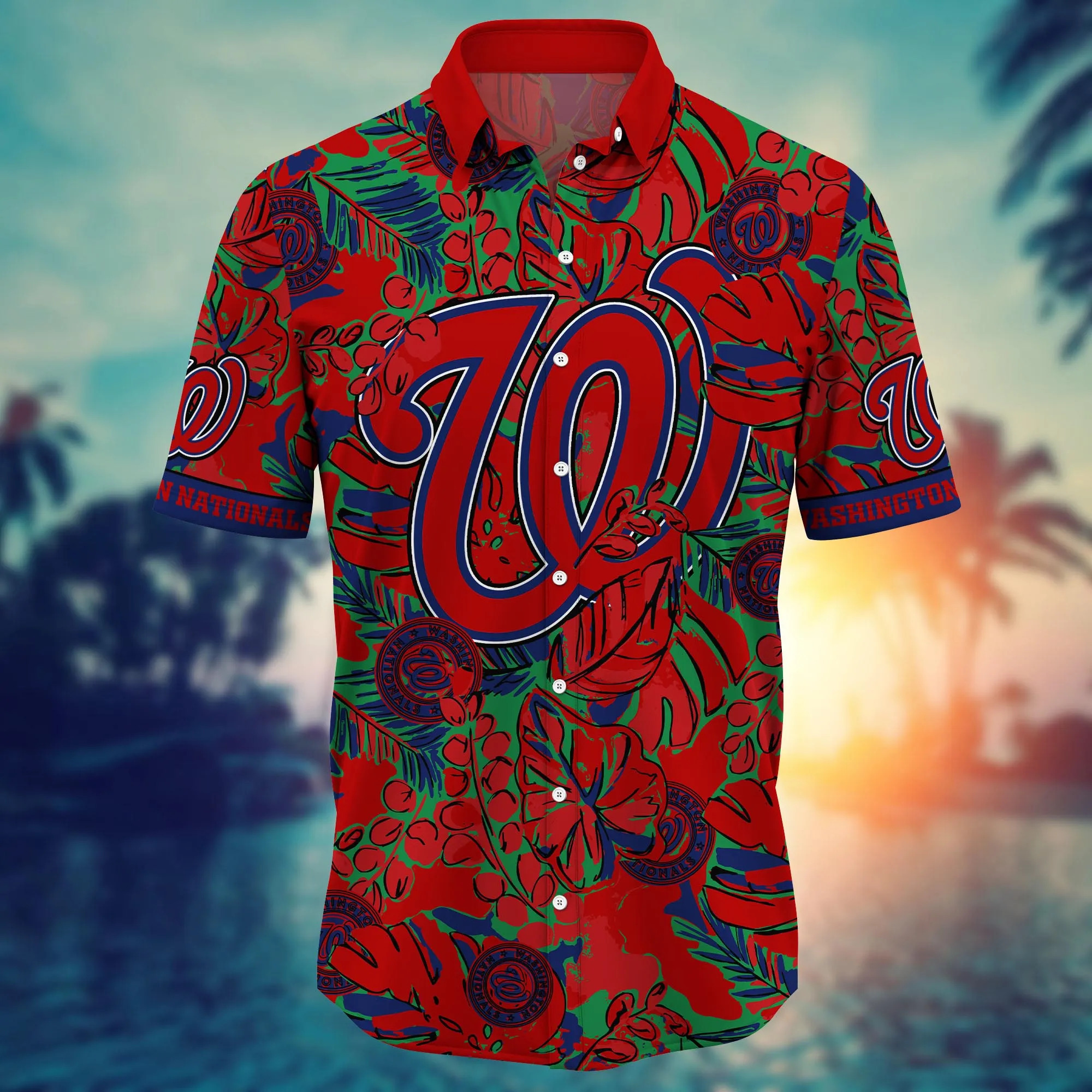 Red Aloha MLB Washington Nationals Hawaiian Shirt Summer Beach Gift Red Aloha MLB Washington Nationals Hawaiian Shirt Summer Beach Gift