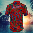 Red Aloha MLB Washington Nationals Hawaiian Shirt Summer Beach Gift