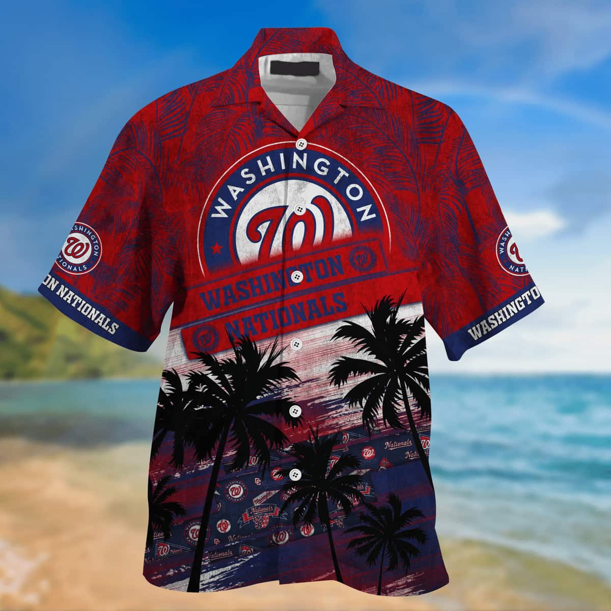 Summer Aloha Washington Nationals Hawaiian Shirt Palm Tree Pattern Gift For MLB Fans Summer Aloha Washington Nationals Hawaiian Shirt Palm Tree Pattern Gift For MLB Fans