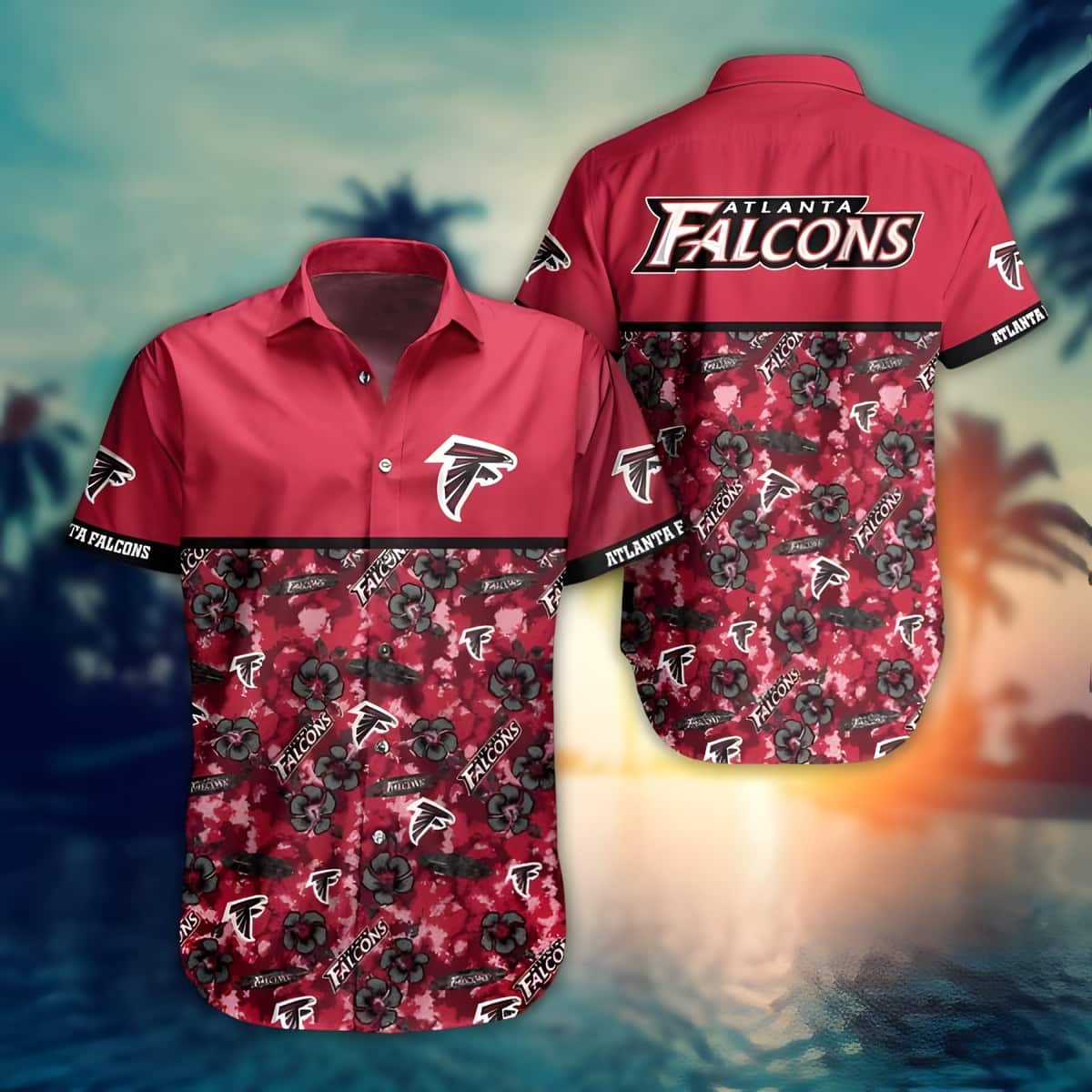 Red Aloha NFL Atlanta Falcons Hawaiian Shirt Small Flowers Pattern Beach Lovers Gift