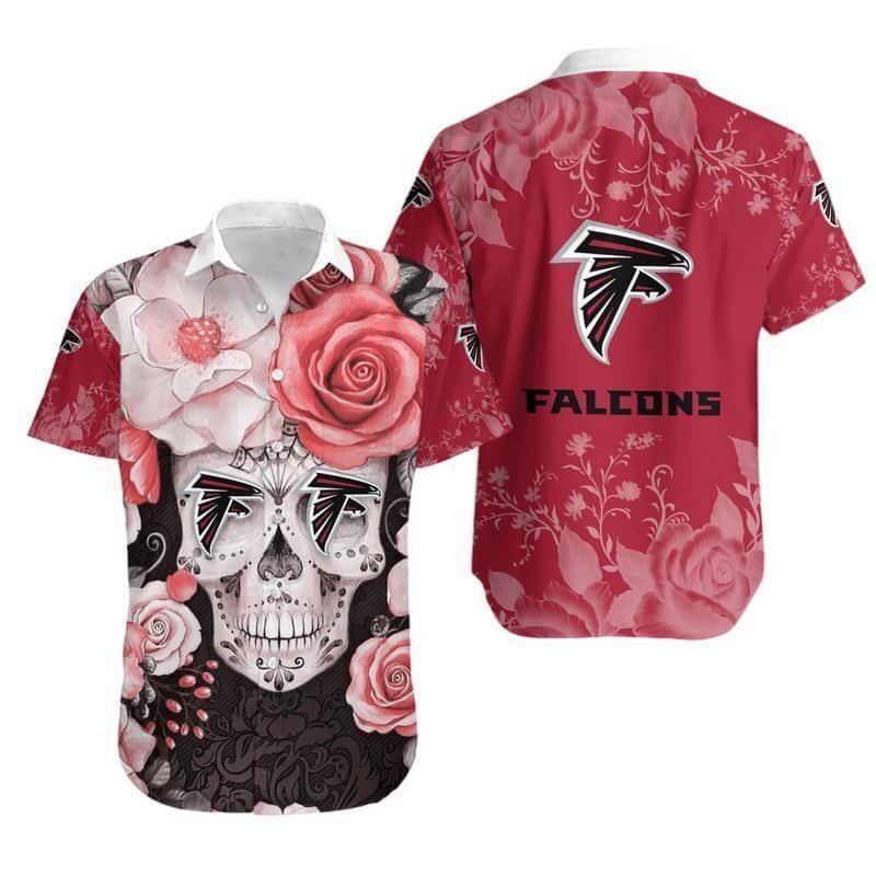 NFL Atlanta Falcons Hawaiian Shirt Rose Skull Summer Gift For Friend NFL Atlanta Falcons Hawaiian Shirt Rose Skull Summer Gift For Friend
