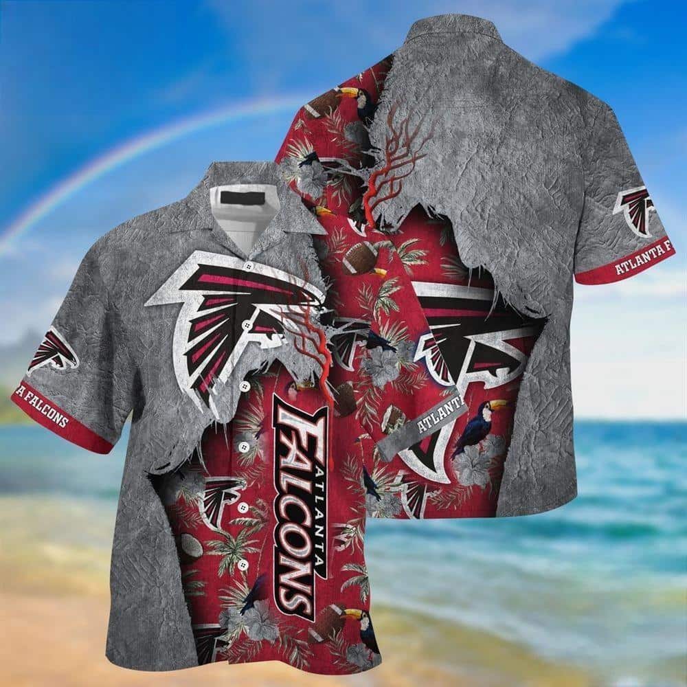 Silver Red Aloha NFL Atlanta Falcons Hawaiian Shirt Gift For Beach Trip Silver Red Aloha NFL Atlanta Falcons Hawaiian Shirt Gift For Beach Trip