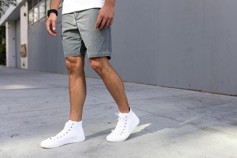 Men's ankle sneakers white street style apparel shoot