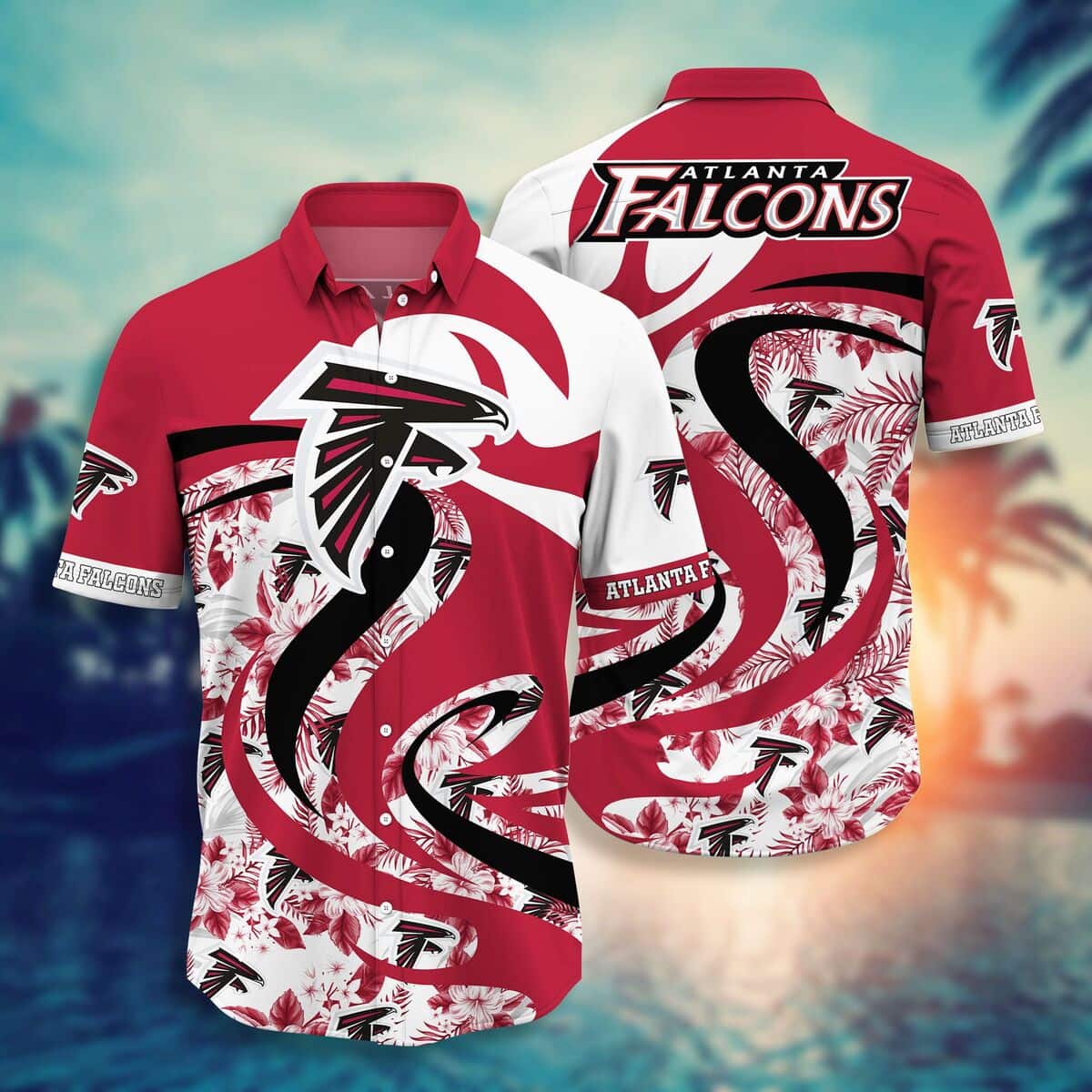NFL Atlanta Falcons Hawaiian Shirt Tropical Flower Summer Aloha Beach Gift For Him NFL Atlanta Falcons Hawaiian Shirt Tropical Flower Summer Aloha Beach Gift For Him