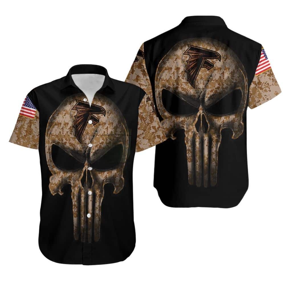 NFL Atlanta Falcons Hawaiian Shirt Camouflage Skull Gift For Football Fans NFL Atlanta Falcons Hawaiian Shirt Camouflage Skull Gift For Football Fans