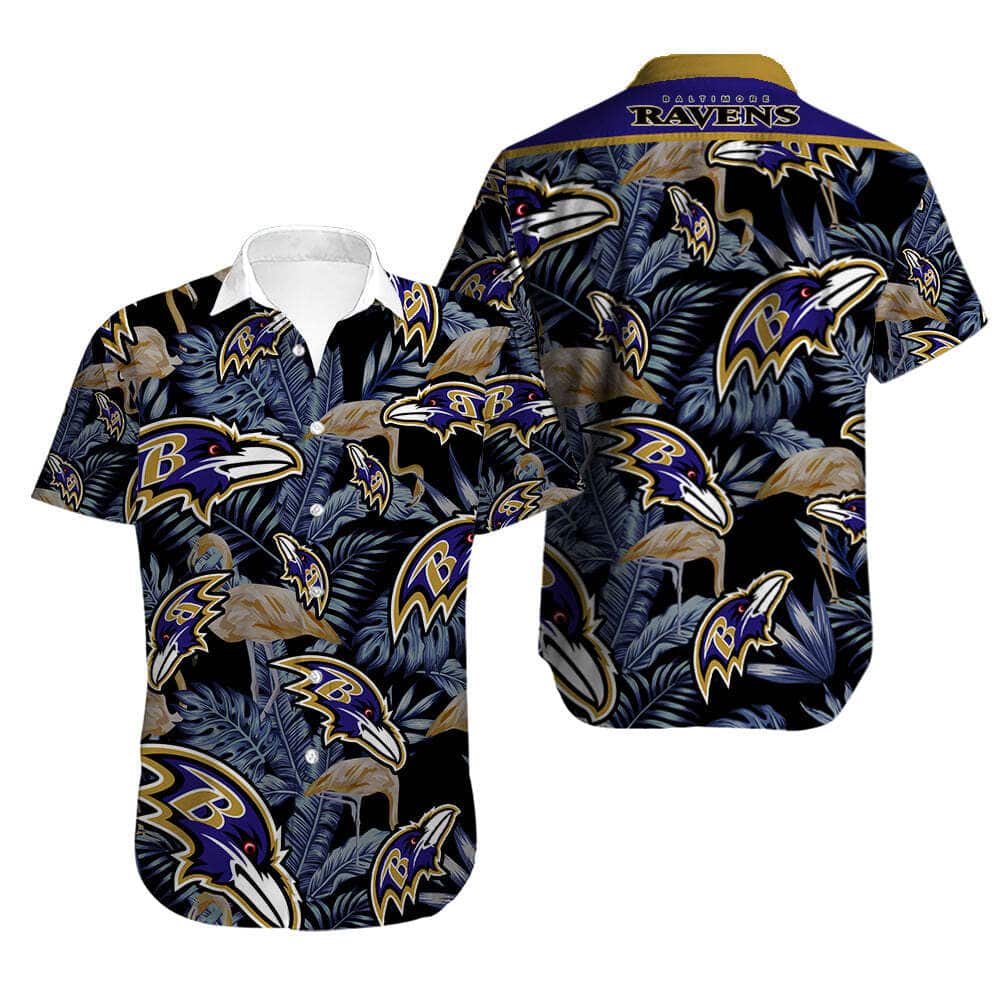 Black Aloha NFL Baltimore Ravens Hawaiian Shirt Palm Leaves Beach Gift For Friend Black Aloha NFL Baltimore Ravens Hawaiian Shirt Palm Leaves Beach Gift For Friend