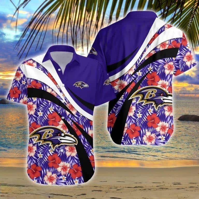 Floral Aloha NFL Baltimore Ravens Hawaiian Shirt Hibiscus Flower Summer Beach Gift Floral Aloha NFL Baltimore Ravens Hawaiian Shirt Hibiscus Flower Summer Beach Gift