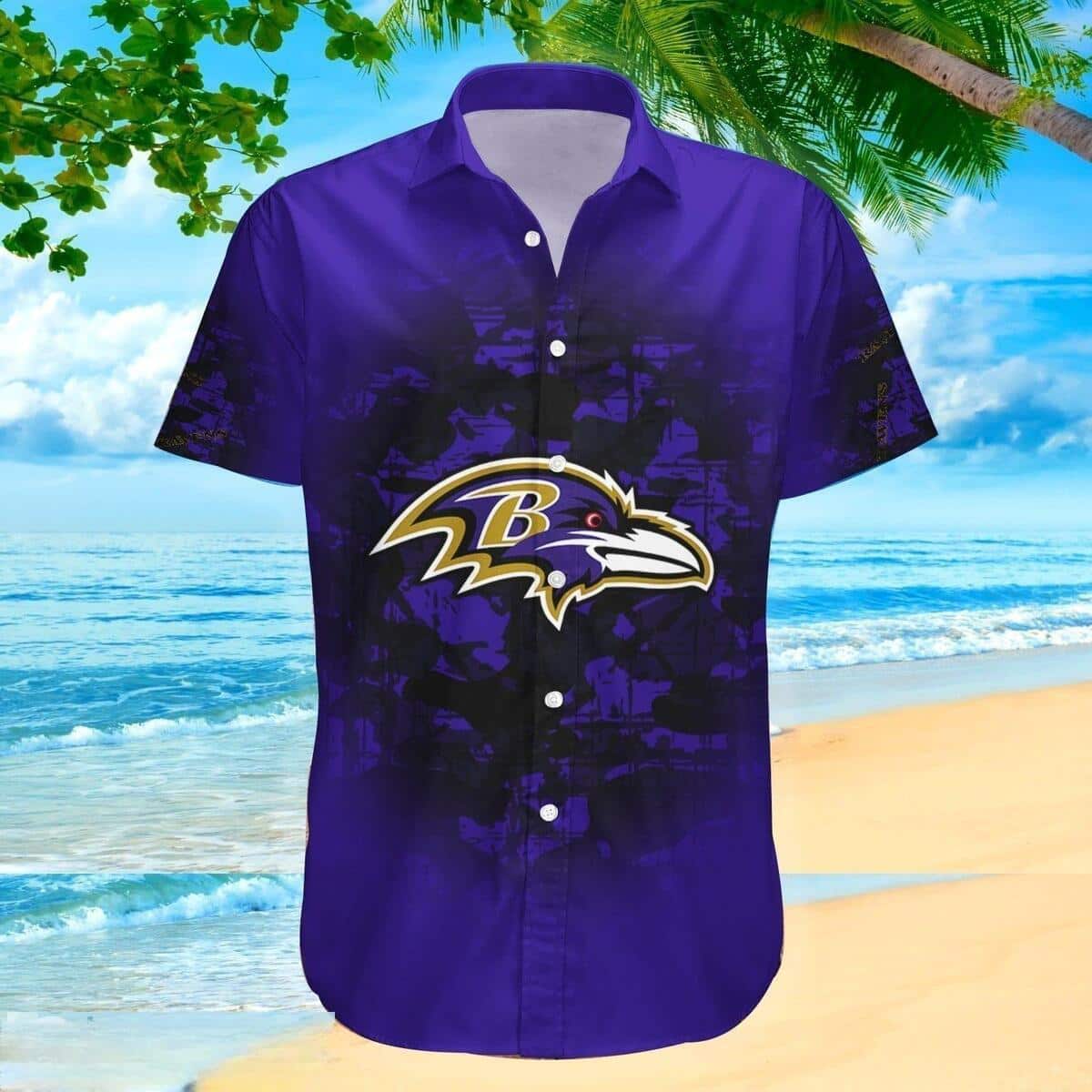 Camouflage NFL Baltimore Ravens Hawaiian Shirt Gift For Football Fans Camouflage NFL Baltimore Ravens Hawaiian Shirt Gift For Football Fans