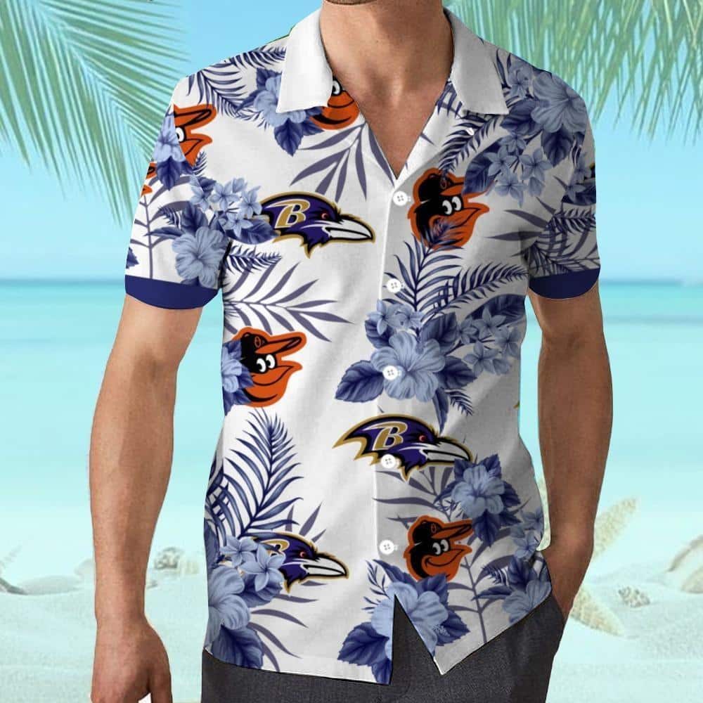 NFL Baltimore Orioles Baltimore Ravens Hawaiian Shirt Gift For Beach Trip NFL Baltimore Orioles Baltimore Ravens Hawaiian Shirt Gift For Beach Trip