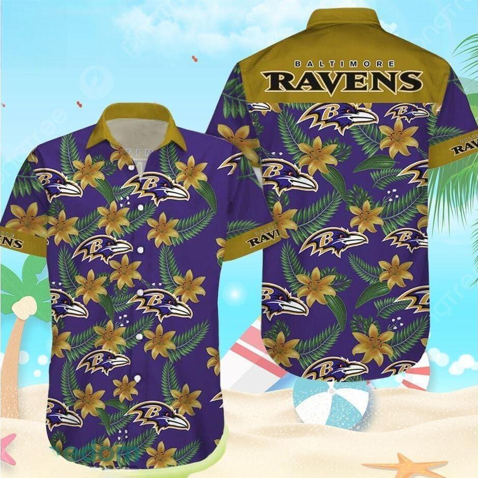 NFL Baltimore Ravens Hawaiian Shirt Hibiscus Flowers Pattern All Over Printed NFL Baltimore Ravens Hawaiian Shirt Hibiscus Flowers Pattern All Over Printed