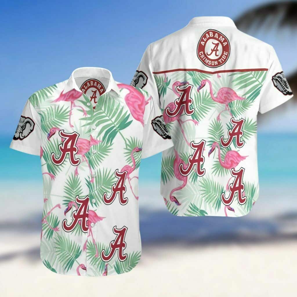 NCAAA Labama Crimson Tide Hawaiian Shirt Flamingo Aloha Gift For Beach Trip NCAAA Labama Crimson Tide Hawaiian Shirt Flamingo Aloha Gift For Beach Trip