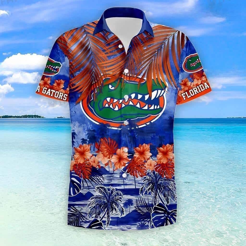 NCAA Florida Gators Hawaiian Shirt Hibiscus Tropical Leaves Best Beach Gift NCAA Florida Gators Hawaiian Shirt Hibiscus Tropical Leaves Best Beach Gift