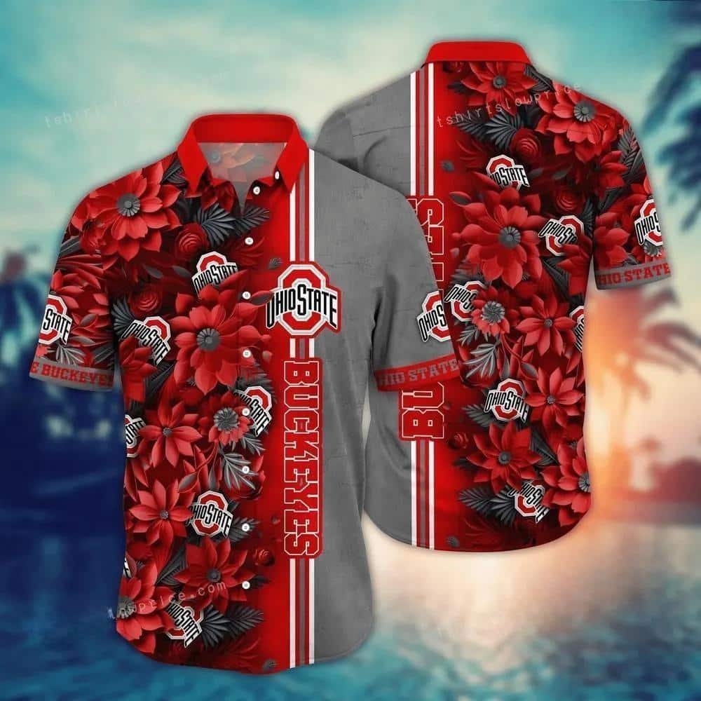 Floral Aloha NCAA Ohio State Buckeyes Hawaiian Shirt Beach Vacation Gift Floral Aloha NCAA Ohio State Buckeyes Hawaiian Shirt Beach Vacation Gift
