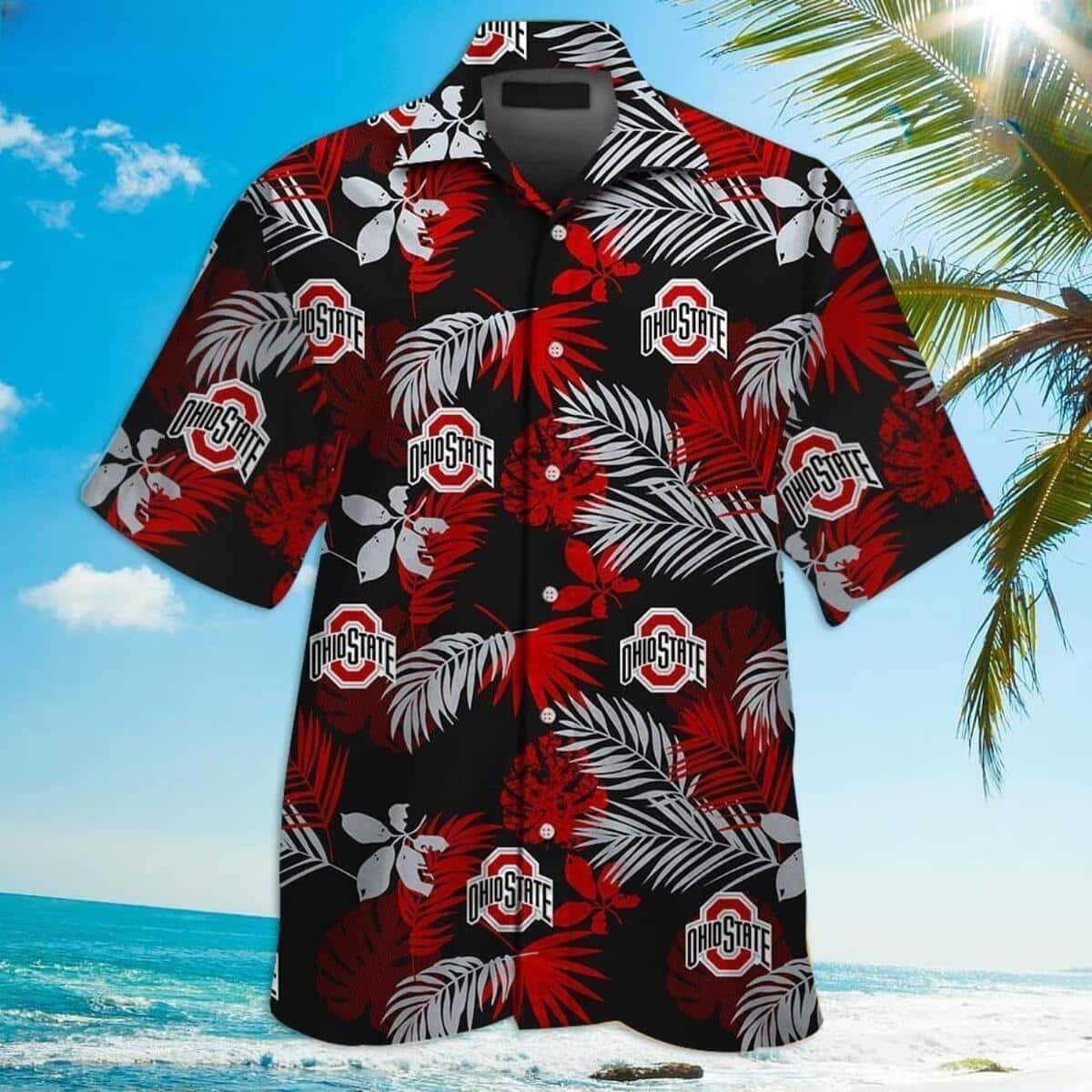 Black Aloha NCAA Ohio State Buckeyes Hawaiian Shirt Beach Gift For Friend Black Aloha NCAA Ohio State Buckeyes Hawaiian Shirt Beach Gift For Friend