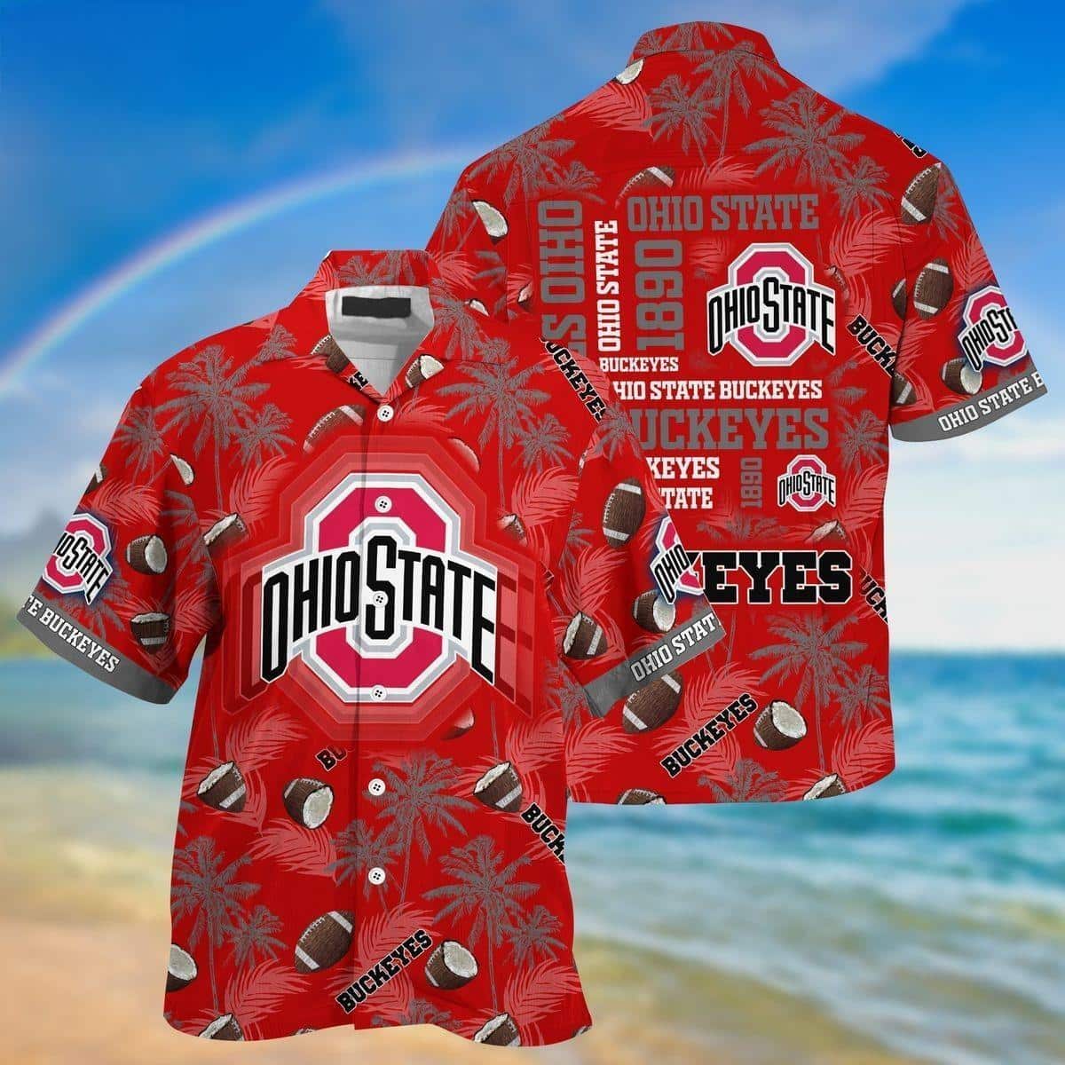 Red Aloha NCAA Ohio State Buckeyes Hawaiian Shirt Best Beach Gift Red Aloha NCAA Ohio State Buckeyes Hawaiian Shirt Best Beach Gift