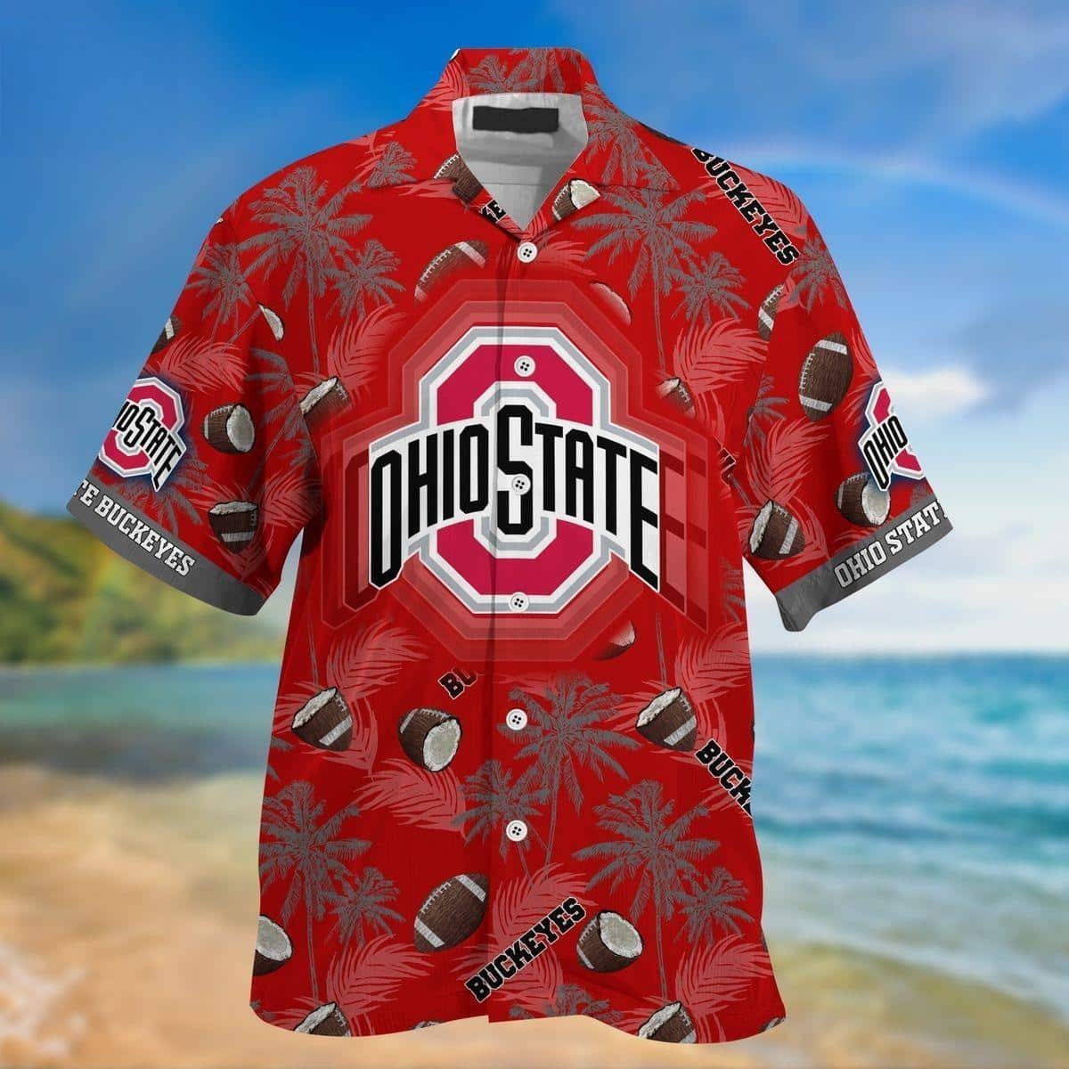 Red Aloha NCAA Ohio State Buckeyes Hawaiian Shirt Best Beach Gift Red Aloha NCAA Ohio State Buckeyes Hawaiian Shirt Best Beach Gift