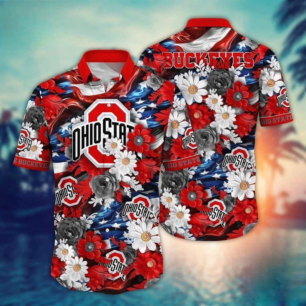 Floral Aloha NCAA Ohio State Buckeyes Hawaiian Shirt Beach Gift For Friend Floral Aloha NCAA Ohio State Buckeyes Hawaiian Shirt Beach Gift For Friend